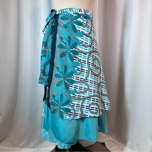 Kariza Vintage Wrap Skirt One Size Layered Silk‎ Blend Boho Festival India NWT